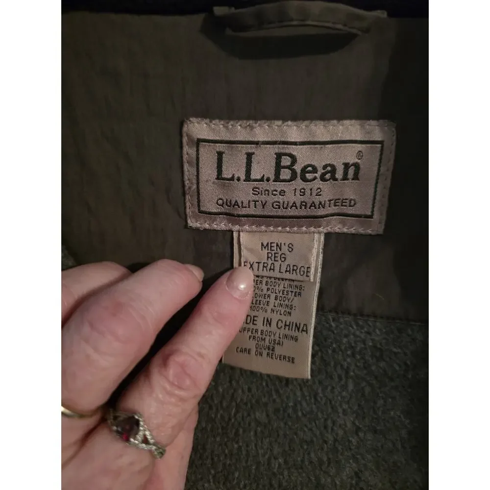 Vintage LL Bean Parka Coat Cotton Insulated USA Mens XL Green Winter Ski Lodge